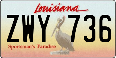 LA license plate ZWY736