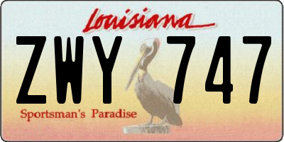 LA license plate ZWY747