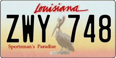 LA license plate ZWY748