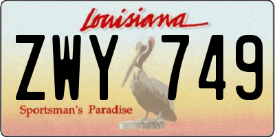 LA license plate ZWY749