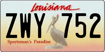 LA license plate ZWY752