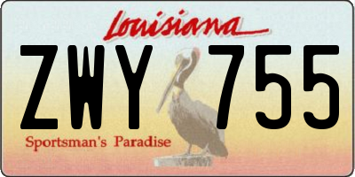 LA license plate ZWY755