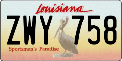 LA license plate ZWY758