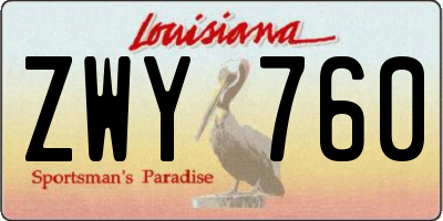 LA license plate ZWY760