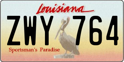 LA license plate ZWY764