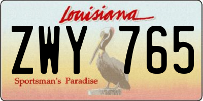 LA license plate ZWY765