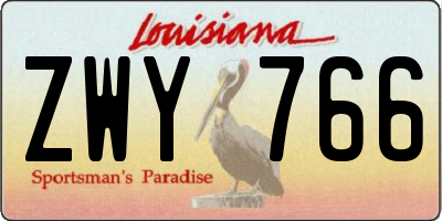 LA license plate ZWY766