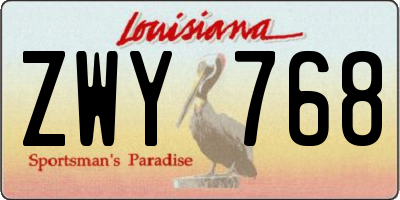 LA license plate ZWY768