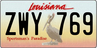 LA license plate ZWY769