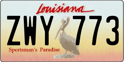 LA license plate ZWY773