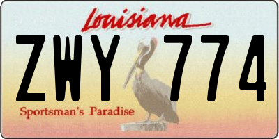 LA license plate ZWY774