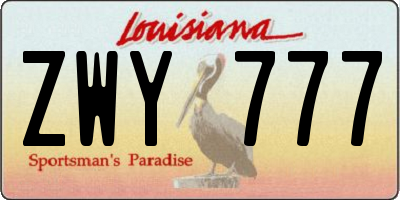 LA license plate ZWY777