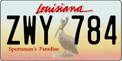 LA license plate ZWY784