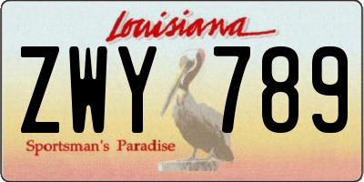 LA license plate ZWY789