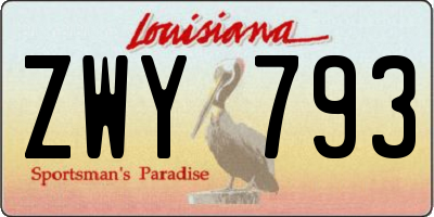 LA license plate ZWY793