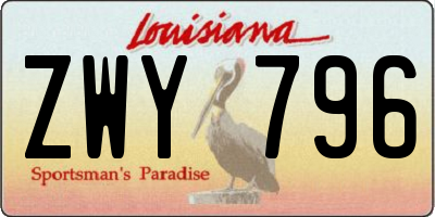 LA license plate ZWY796