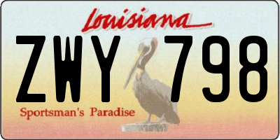 LA license plate ZWY798