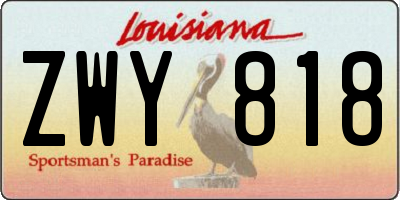 LA license plate ZWY818