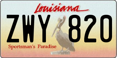 LA license plate ZWY820