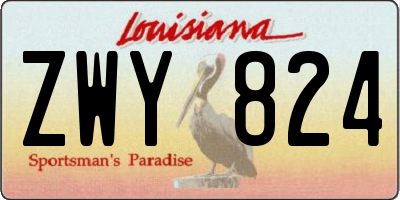 LA license plate ZWY824