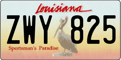 LA license plate ZWY825