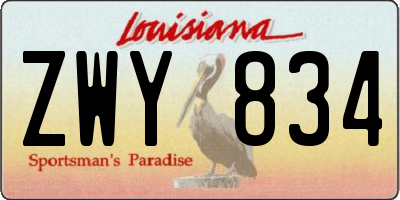 LA license plate ZWY834