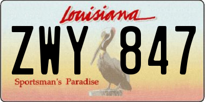 LA license plate ZWY847