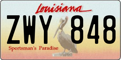 LA license plate ZWY848