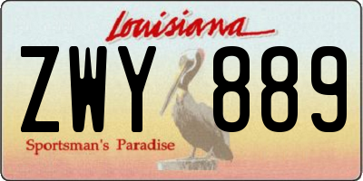 LA license plate ZWY889