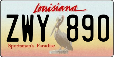 LA license plate ZWY890