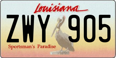 LA license plate ZWY905