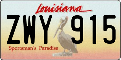 LA license plate ZWY915