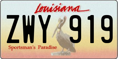 LA license plate ZWY919