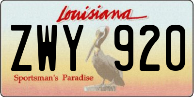 LA license plate ZWY920