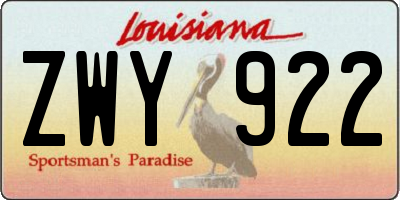 LA license plate ZWY922