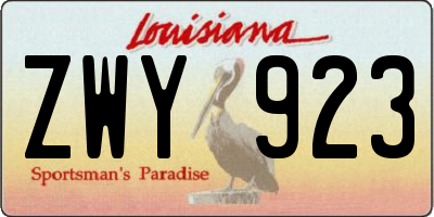 LA license plate ZWY923