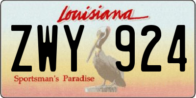 LA license plate ZWY924