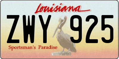 LA license plate ZWY925