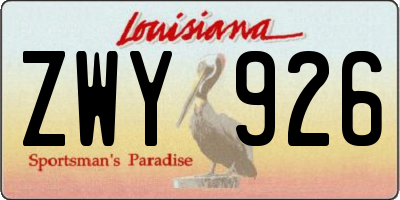 LA license plate ZWY926