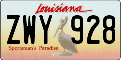 LA license plate ZWY928