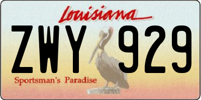 LA license plate ZWY929