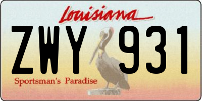 LA license plate ZWY931