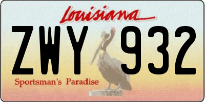 LA license plate ZWY932