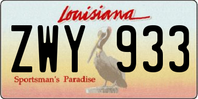 LA license plate ZWY933