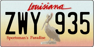 LA license plate ZWY935