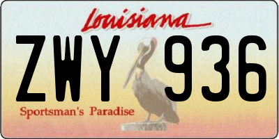 LA license plate ZWY936