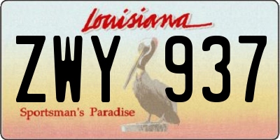 LA license plate ZWY937