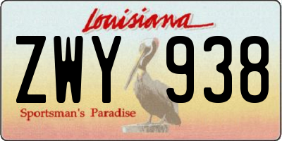 LA license plate ZWY938