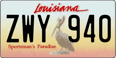 LA license plate ZWY940