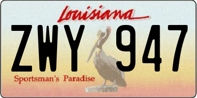 LA license plate ZWY947